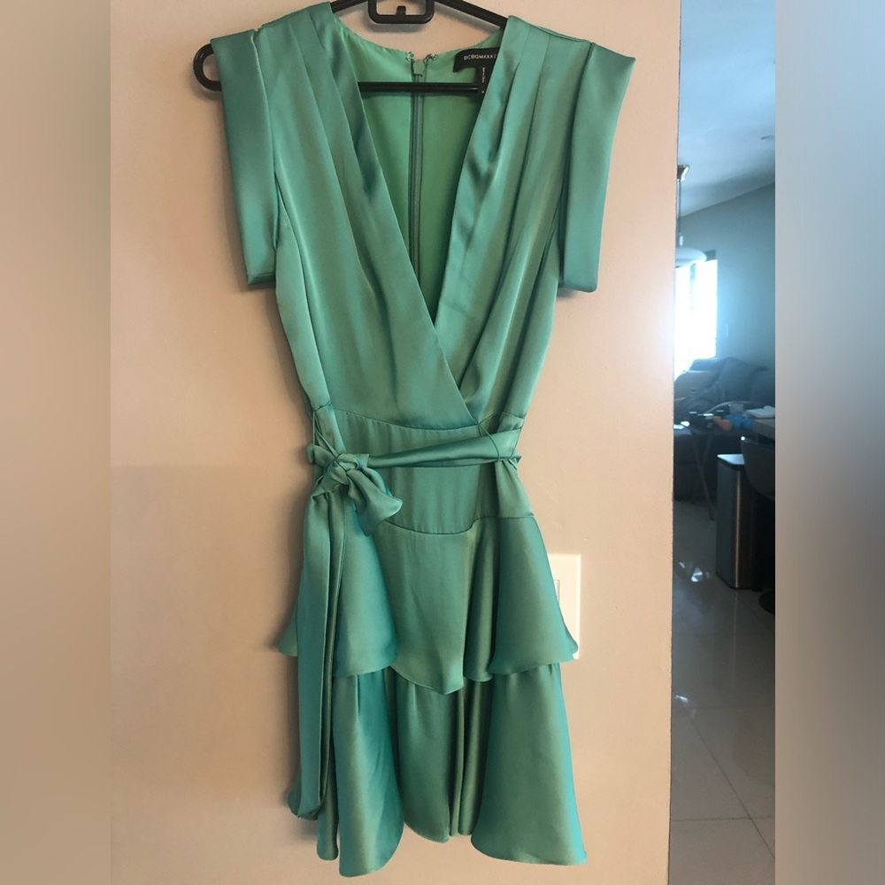 BCBGMaxAzria Asymmetrical Teal Dress